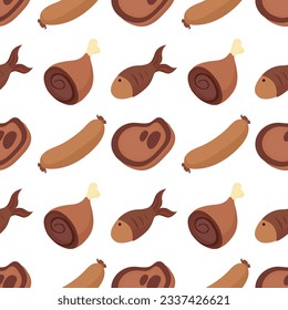 food theme illustration seamless pattern on white background