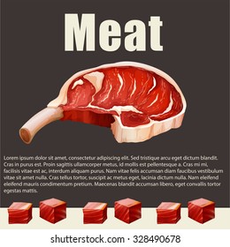 Food theme with meat products illustration