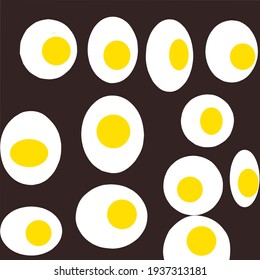 it is a food themed background and the food is a cow's eye egg