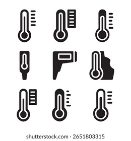 Food Thermometer Glyph Icons for Cooking and Safety
