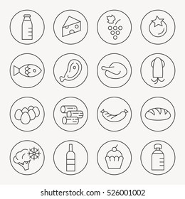Food thin line icon set