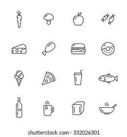 Food thin line icons