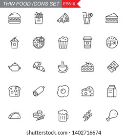 food thin line icons set, vector illustration eps10