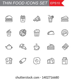 food thin line icons set, vector illustration eps10