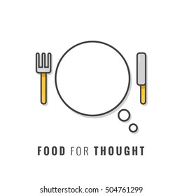 Food For Thought (Concept) With Fork And Knife 