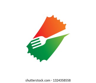 Food Ticket Logo Template, Icon, Symbol - Vector