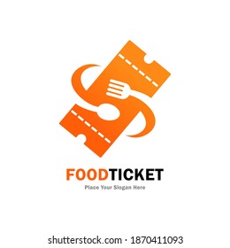 Food Ticket Vector Logo Template. Suitable For Business, Web, Art, Food And Store