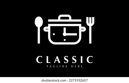 Food time clock icon abstract monogram vector logo template