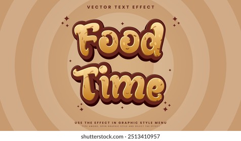 Food Time bearbeitbare Texteffekt-Vorlage mit 3D Trendy Cartoon Style