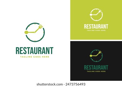 Tiempo de la comida con la combinación del logotipo de la cuchara del tenedor idea de la Ilustración vectorial de Plantilla