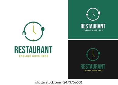 Tiempo de la comida con la combinación del logotipo de la cuchara del tenedor idea de la Ilustración vectorial de Plantilla