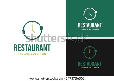 Food time with fork spoon combination logo design template vector illustration idea