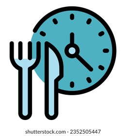 vector de contorno de icono de tiempo de alimentación. Energía metabólica. Color del proceso químico plano