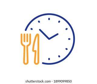 Food Time Line Icon. Meal Order Clock Sign. Restaurant Opening Hours Symbol. Quality Design Element. Line Style Food Time Icon. Editable Stroke. Vector