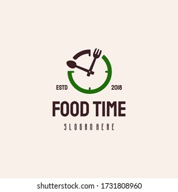 Food Time logo hipster retro vintage vector template, Restaurant logo