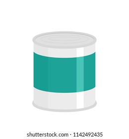 Food tin can icon. Flat illustration of food tin can vector icon for web isolated on white