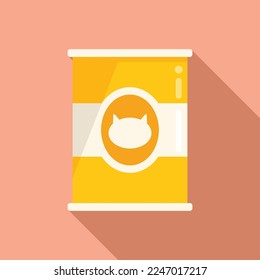 Food tin can icon flat vector. Cute full snack. Animal pack
