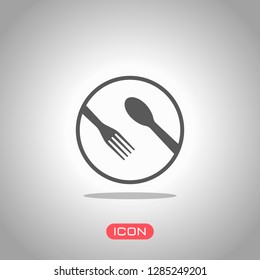 food tools. fork and spoon. Icon under spotlight. Gray background