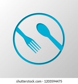 food tools. fork and spoon. Paper design. Cutted symbol with shadow