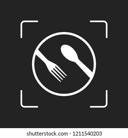 food tools. fork and spoon. White object in camera autofocus on dark background