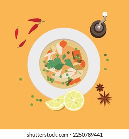 Food Top View Minimal Illustration