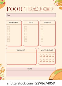 Food Tracker, Meal Planner. Bullet journal goal templates, Yearly goals, Success planner, Life goals. A4 template 