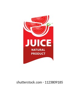 Food trade company flat style logo (tomato with crown). Food company icon. Concept of juice drinks, fruits, vegetable trade.
