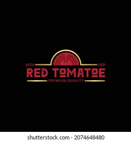 Food trade company flat style logo tomato high quality premium vector