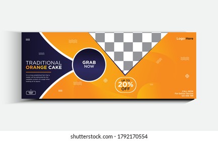 Food and Traditional Orange cake social media post  template
