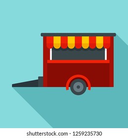Food trailer icon. Flat illustration of food trailer vector icon for web design