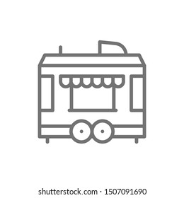Food trailer line icon. Isolated on white background