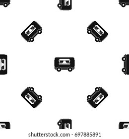 Food trailer pattern repeat seamless in black color for any design. Vector geometric illustration