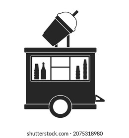 Food trailer vector icon.Black vector icon isolated on white background food trailer.