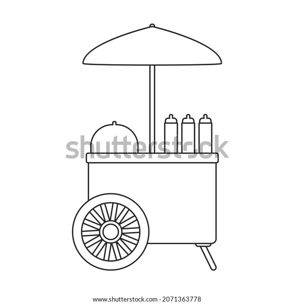 Food trailer vector icon.Outline\
vector icon isolated on white background food\
trailer.