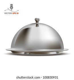 Premium Vector  A stainless steel cloche with a paper postcard isolated on  white background open metal food cloche food cover dome serving plate dish  dining dinner platter realistic 3d vector illustration