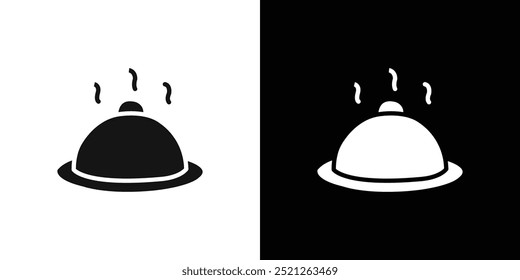 Essensschale und Deckel Symbol Flache Linie Illustration