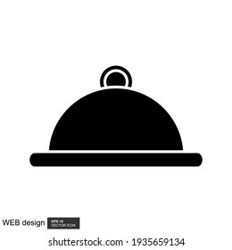 Food tray cover symbol. Menu title logo. Vector icon graphic art isolated on white background