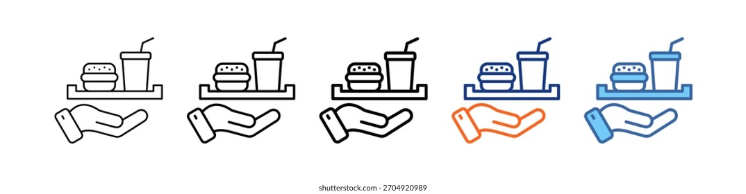 Bandeja de comida Diferente conjunto Vector Icon