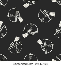 food tray doodle seamless pattern background