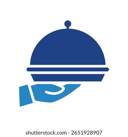 Food Tray dual tone blue color icon, mini illustration for relaxation, party, pubs and bars UI, UX kit, app and web development, digital or print.