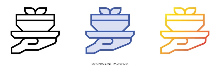 food tray icon. Linear, Blue Fill and Gradient Style Design Isolated On White Background