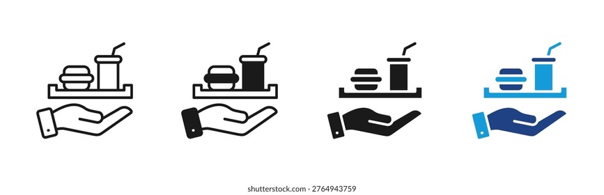 Food Tray icon set multiple style collection