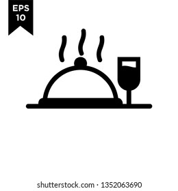 Food Tray Icon Vector Logo Design Template. food server. Outline Style