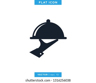 Food Tray On Hand Icon Vector Logo Design Template