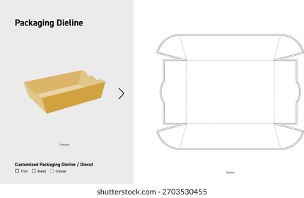 Bandeja de alimentos Embalaje Dieline Plantilla – Vector Diecut Layout