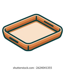 food tray serving restaurant flat color vector illustration template design