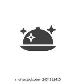 Icono de vector de bandeja de alimentos. signo plano lleno para concepto móvil y diseño web. Icono de glifo de Specialty Foods. Símbolo, ilustración del logotipo. Gráficos vectoriales