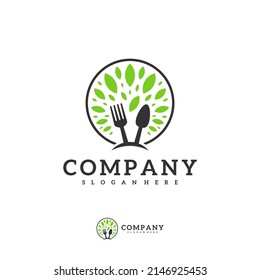 Plantilla vectorial del logotipo del árbol de alimentos, conceptos de diseño del logotipo del árbol creativo