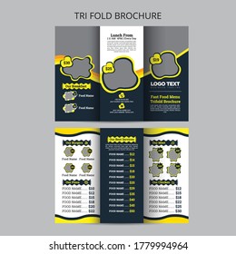 Food Trifold Brochure Design,A4 Food Menu Design Template. 