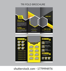 Food Trifold Brochure Design,A4 Food Menu Design Template. 